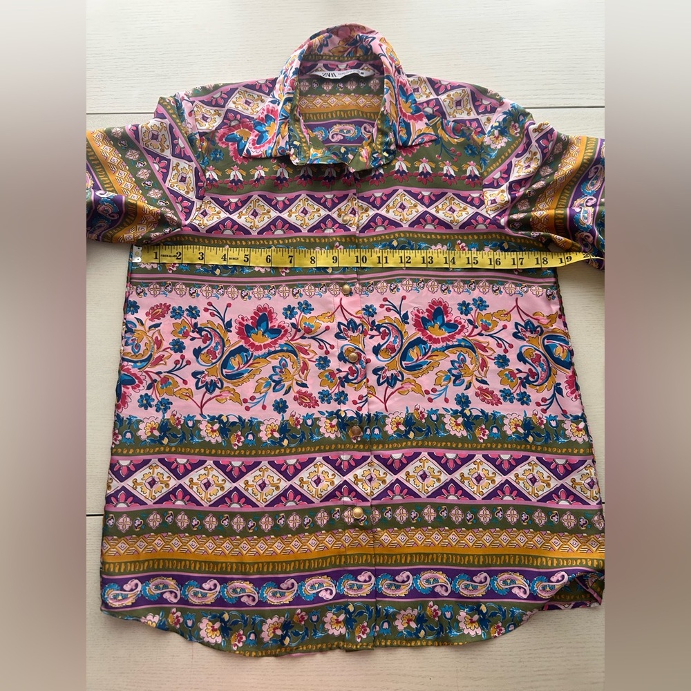 Zara Multicolor Floral Blouse Size XS - Picture 6 of 10